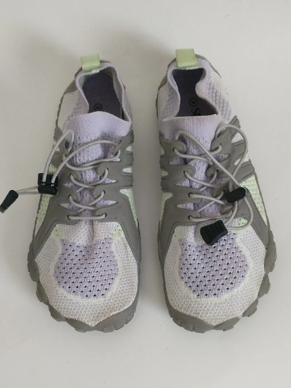 Stelle Big Kid's Lightweight Knit Slip-On Water Shoes. Lavender and Gray. SIZE 5